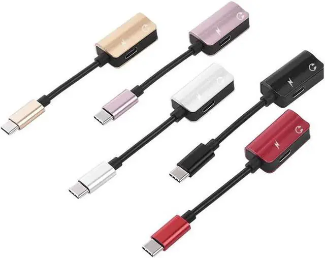 Alt view image 6 of 6 - 1Pcs 2 In 1 Type C Audio Cable Adapter USB C to 3.5mm jack AUX Audio Splitter Converter Earphone Adapter for Samsung S9 Huawei Mate20