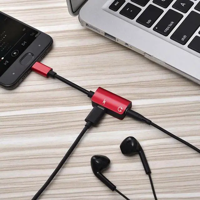 Alt view image 3 of 6 - 1Pcs 2 In 1 Type C Audio Cable Adapter USB C to 3.5mm jack AUX Audio Splitter Converter Earphone Adapter for Samsung S9 Huawei Mate20