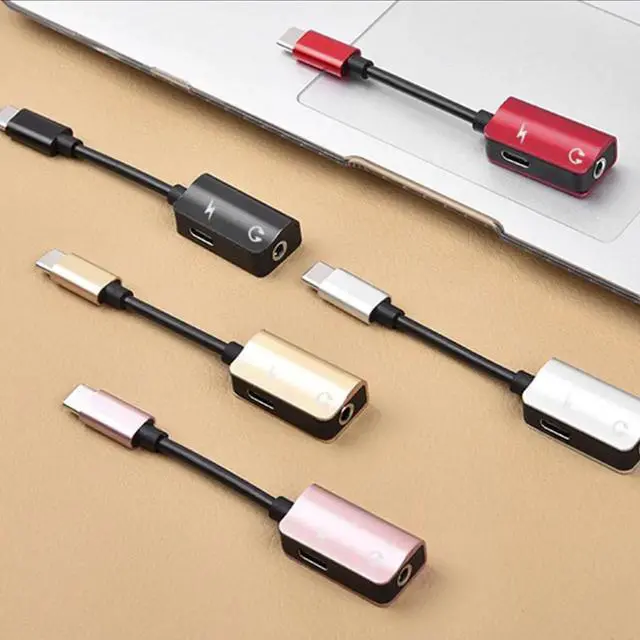 Alt view image 2 of 6 - 1Pcs 2 In 1 Type C Audio Cable Adapter USB C to 3.5mm jack AUX Audio Splitter Converter Earphone Adapter for Samsung S9 Huawei Mate20