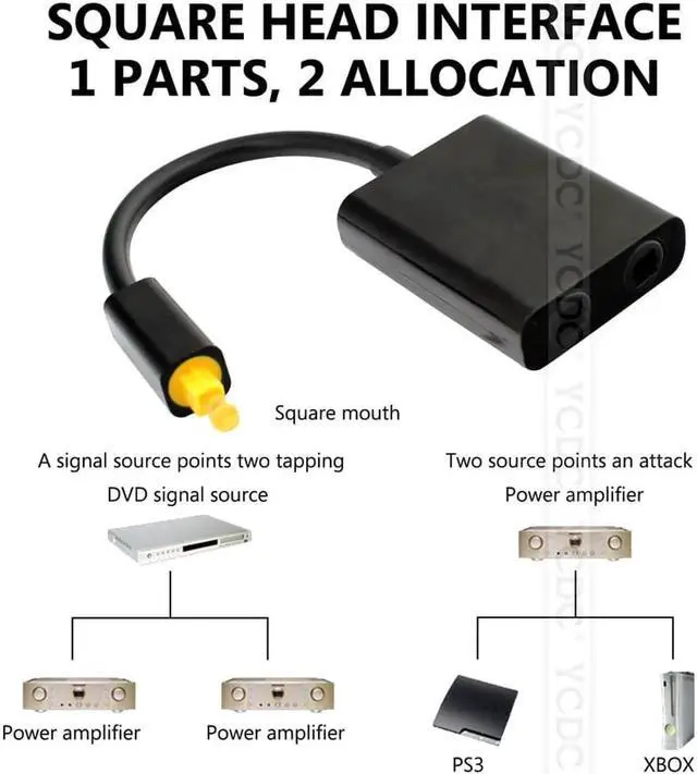 Alt view image 3 of 6 - 1Pcs YCDC 1to2 SPDIF/Toslink Digital Optical Audio Splitter Toslink Switcher Adapter SPDIF Optical Cable Switch Splitter Hub