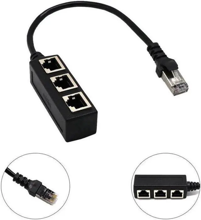Main image of 1Pcs Exquisitely Designed Durable 1 To 3 Port Ethernet Switch RJ45 Y Splitter Adapter Cable for CAT 5/CAT 6 LAN