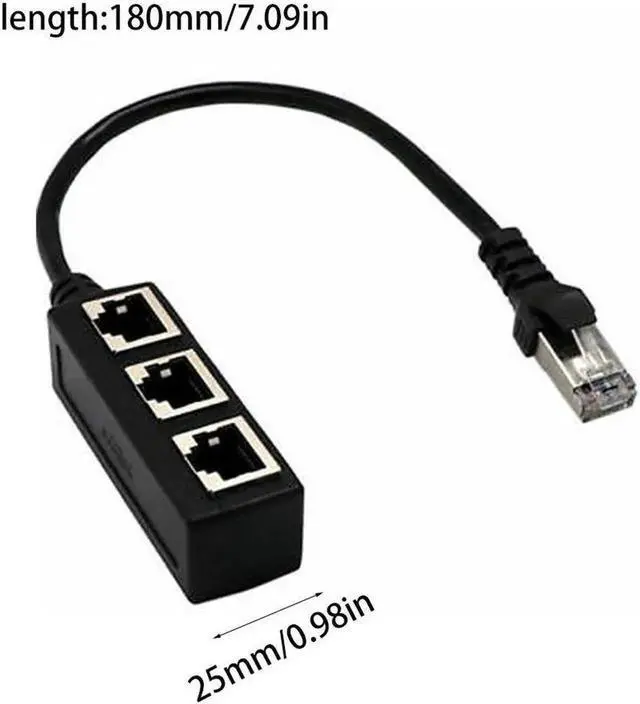 Alt view image 4 of 5 - 1Pcs Exquisitely Designed Durable 1 To 3 Port Ethernet Switch RJ45 Y Splitter Adapter Cable for CAT 5/CAT 6 LAN