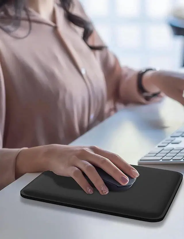 Alt view image 2 of 7 - Small Mouse Pad, Thick Cushioned Mousepad, Wrist Rest Support for Pain Relieving, Made of Soft Comfortable Foam, Ergonomic Mouse Mat with Non-Slip Rubber Base, 7 x 8.5 Inches, Black