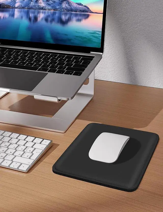 Alt view image 7 of 7 - Small Mouse Pad, Thick Cushioned Mousepad, Wrist Rest Support for Pain Relieving, Made of Soft Comfortable Foam, Ergonomic Mouse Mat with Non-Slip Rubber Base, 7 x 8.5 Inches, Black