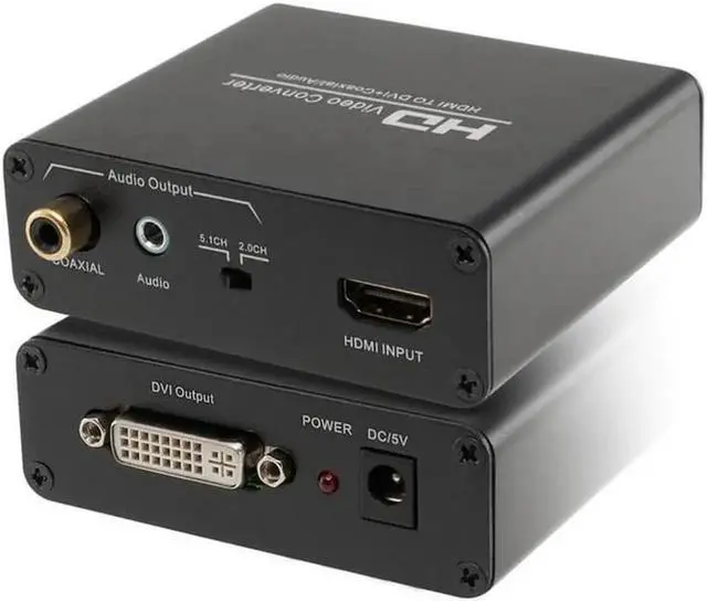 Main image of 1Pcs HDMI to DVI audio video converter splitter HDMI in DVI out with power adapter HDMI TO DVI+3.5mm AUDIO Converter