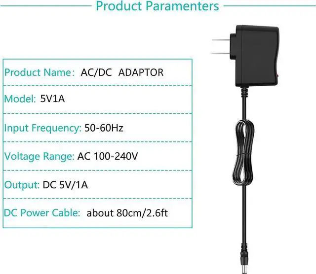 Alt view image 4 of 6 - DC 5V 1A Power Supply 5W 5V 1000MA AC/DC Adapter 50/60hz Output DC 5V 1A Power Adapter with 3.5mm x 1.35mm Plug Male and 5.5x2.5mm DC Output Plug 5 Volt 1 Amp Power Supply Adapter