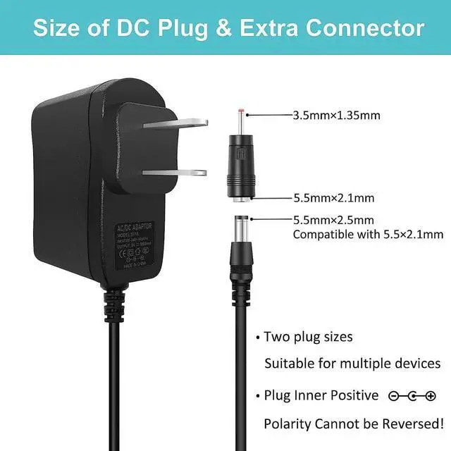 Alt view image 6 of 6 - DC 5V 1A Power Supply 5W 5V 1000MA AC/DC Adapter 50/60hz Output DC 5V 1A Power Adapter with 3.5mm x 1.35mm Plug Male and 5.5x2.5mm DC Output Plug 5 Volt 1 Amp Power Supply Adapter