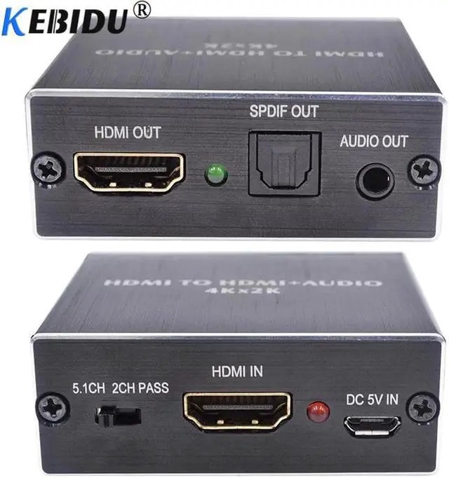 Alt view image 3 of 6 - 1Pcs HDMI Audio Extractor HDMI to HDMI with Optical TOSLINK SPDIF + 3.5mm Stereo Extractor Converter Audio Splitter Adapter