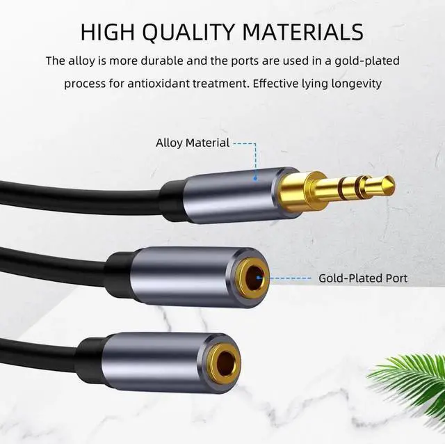 Alt view image 5 of 6 - 1Pcs Splitter Headphone Cable For Computer 3.5mm Female to 2 Male 3.5mm Audio Connector Male to Dual Female 3.5 AUX Audio Adapter