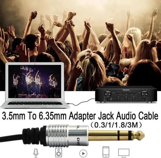 Alt view image 6 of 6 - 1Pcs Audio Cable 3.5mm to 6.35mm Adapter Audio Cable for Mixer Amplifier Speaker Gold Plated 6.5mm 3.5 Jack Male Splitter aux cable