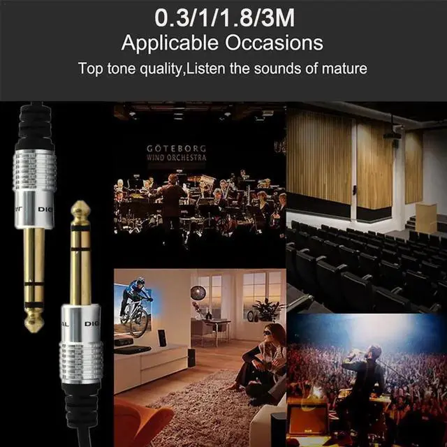 Alt view image 3 of 6 - 1Pcs Audio Cable 3.5mm to 6.35mm Adapter Audio Cable for Mixer Amplifier Speaker Gold Plated 6.5mm 3.5 Jack Male Splitter aux cable