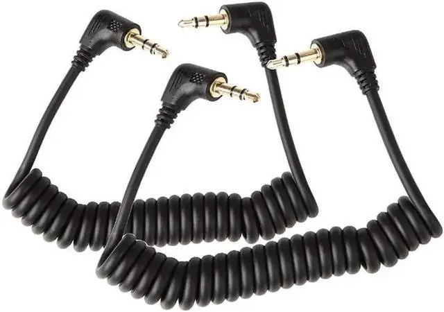 Main image of 3.5mm Audio Cable, 2 Pack 30cm Mini Coiled 3.5mm Headphone Cable, 90 Degree 1/8" 3.5mm TRS Jack Male to Male Stereo Aux Audio (2pcs)