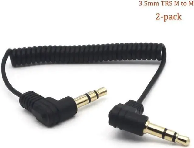 Alt view image 4 of 4 - 3.5mm Audio Cable, 2 Pack 30cm Mini Coiled 3.5mm Headphone Cable, 90 Degree 1/8" 3.5mm TRS Jack Male to Male Stereo Aux Audio (2pcs)