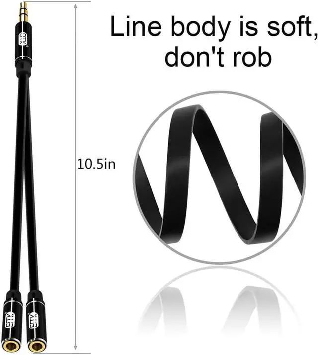 Alt view image 4 of 6 - 1Pcs EMK 3.5mm Aux splitter cable 1 male to 2 female audio cable Headphone Splitter audio extension cable Adapter 3.5 jack for MP3/4