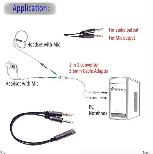Alt view image 5 of 6 - 1Pcs 3.5mm Audio Splitter Adapter Cable for Computer Jack 3.5mm 1 Male to 2Female Mic Y Splitter Cable Headset Splitter Adapter Cable