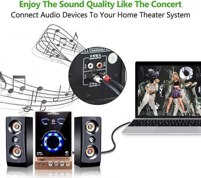 Alt view image 5 of 5 - 1Pcs RCA Audio Cable 3.5mm Stereo Jack to 2 RCA Audio Splitter Y Cable AUX Splitter Adapter for Phone DVD VCD Amplifier DTS Speaker
