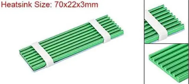 Alt view image 3 of 5 - Thickness 3mm Heatsink for NVME NGFF M.2 2280 PCI-E SSD with Silicone Thermal Pad,Heat Dissipation Radiator, M.2 Cooling Heat Sink Heat Thermal Pads (Green)