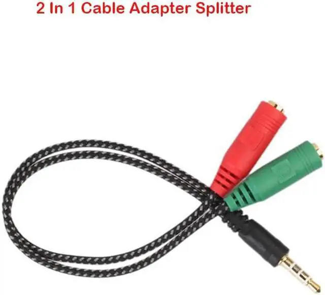 Main image of 1Pcs Cable Adapter 2 In 1 Dispenser 4 Pole Audio Headphones From 3.5mm To 2 Female Jack Headphones Microphone Audio Cable for PC