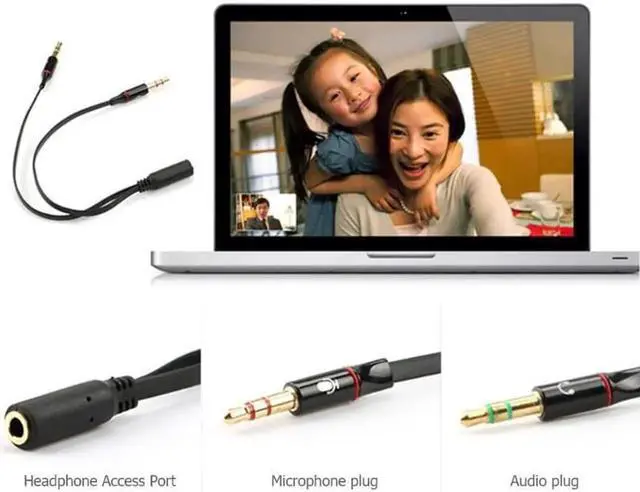 Alt view image 3 of 6 - 1Pcs Headphone Splitter Audio Cable 3.5mm Female to 2 Male Adapter Aux Cable Extension Wire Cord Adapter Aux Cable Black