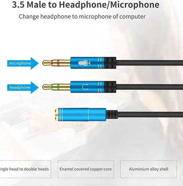 Alt view image 2 of 6 - 1Pcs Audio extend Cable Headphone Splitter Y Splitter Jack 3.5mm Female to 2 Male 3.5mm Adapter Cable Audio Line Converter for PC