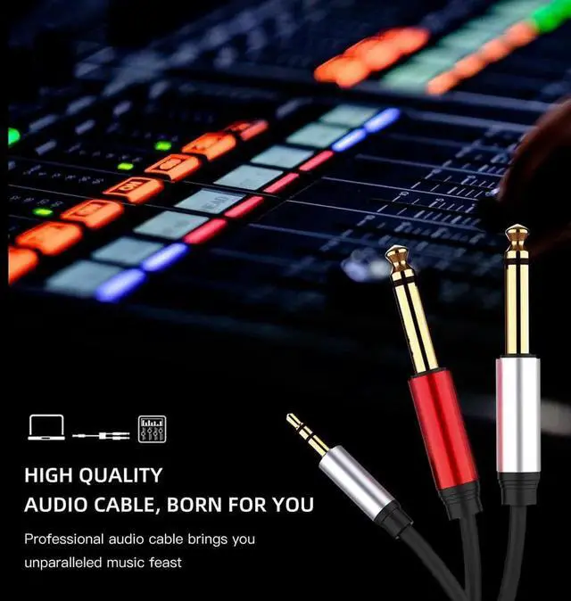 Alt view image 6 of 6 - 1Pcs 3.5mm to Dual 6.5mm Adapter Jack Audio Cable 3.5 Jack Splitter Audio Cord For Mixer Amplifier Speaker 3.5 to 6.5 AUX Adapter