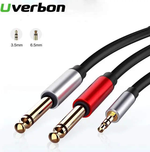 Main image of 1Pcs 3.5mm to Dual 6.5mm Adapter Jack Audio Cable 3.5 Jack Splitter Audio Cord For Mixer Amplifier Speaker 3.5 to 6.5 AUX Adapter