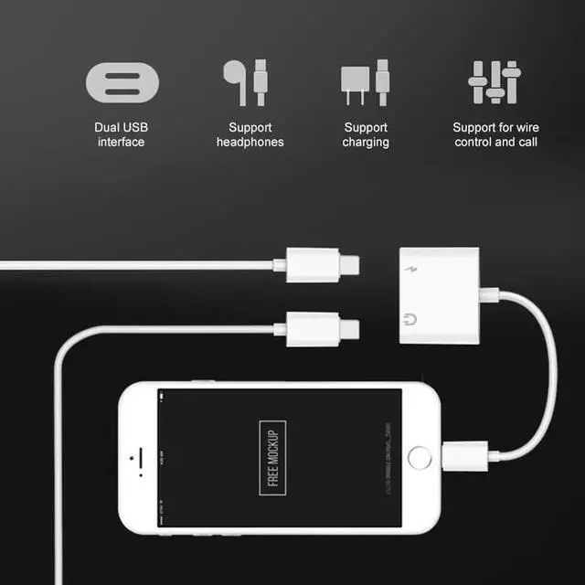 Alt view image 6 of 6 - 1Pcs Audio Adapter Charger Cable For iPhone X Dual For 8 Pin to 2 8Pin Audio&Charging Converter For iPhone Charging Audio Splitter