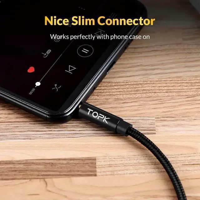 Alt view image 6 of 6 - 1Pcs TOPK Aux Cable 3.5mm Jack Audio Extension Cable for Xiaomi 3.5mm Splitter headphone Adapter Cable for headphones Huawei p20 pro