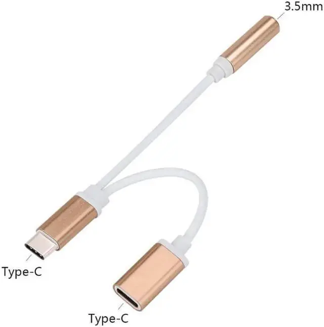 Alt view image 2 of 6 - 1Pcs 2 in 1 USB C Type C Male Audio Cable to 3.5mm Female Audio Jack Headset Adapter For Type C Phone Audio Splitter