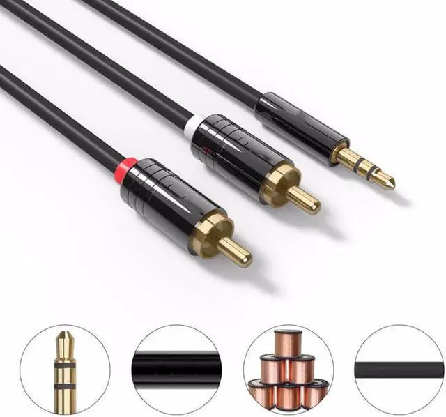 Alt view image 5 of 6 - 1Pcs Jack 3.5mm to 2 RCA Audio Cable AUX Splitter 3.5mm Stereo Male to Male RCA Adapter 2 Speaker Cable 1m