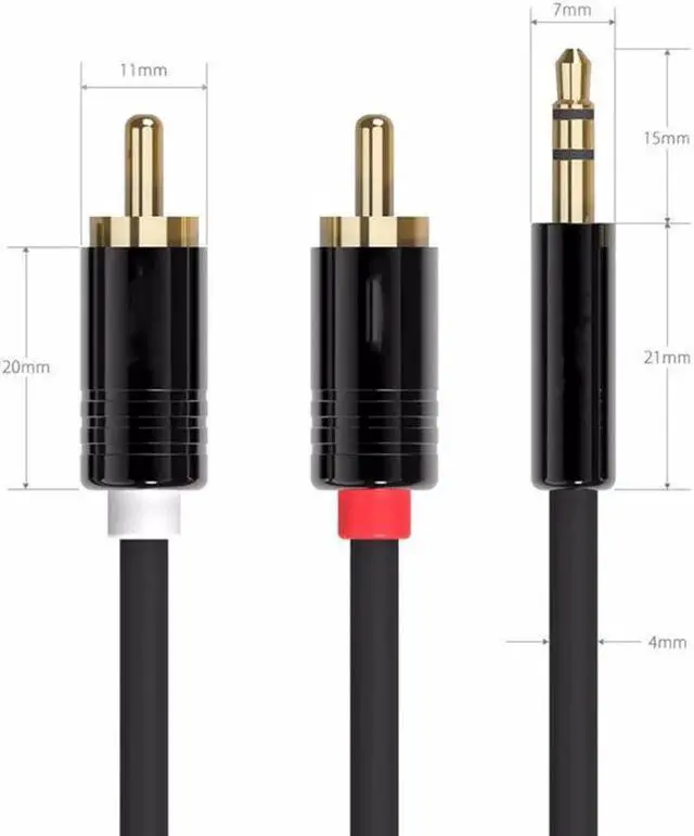 Alt view image 4 of 6 - 1Pcs Jack 3.5mm to 2 RCA Audio Cable AUX Splitter 3.5mm Stereo Male to Male RCA Adapter 2 Speaker Cable 1m