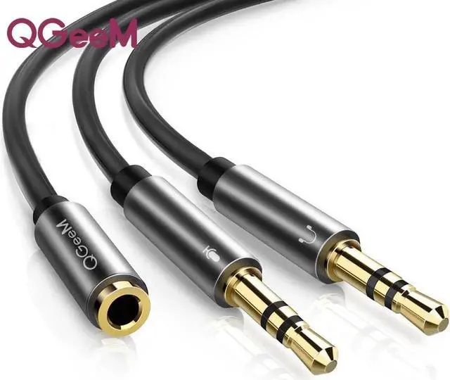 Main image of 1Pcs QGEEM Splitter Headphone for Computer 3.5mm Female to 2 Male 3.5mm Mic Audio Y Splitter Cable Headset to PC Adapter AUX Cable