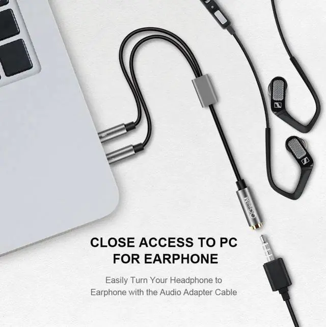 Alt view image 4 of 6 - 1Pcs QGEEM Splitter Headphone for Computer 3.5mm Female to 2 Male 3.5mm Mic Audio Y Splitter Cable Headset to PC Adapter AUX Cable
