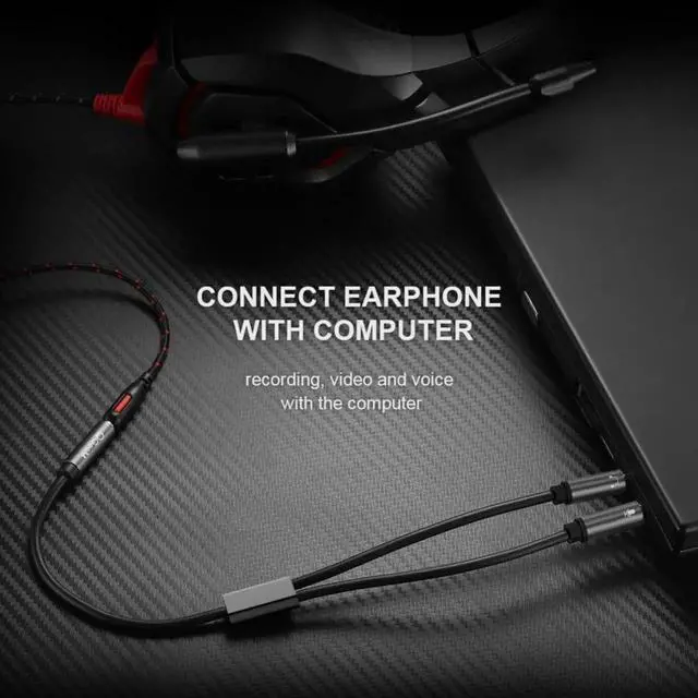 Alt view image 5 of 6 - 1Pcs QGEEM Splitter Headphone for Computer 3.5mm Female to 2 Male 3.5mm Mic Audio Y Splitter Cable Headset to PC Adapter AUX Cable