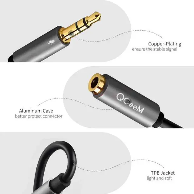 Alt view image 2 of 6 - 1Pcs QGEEM Splitter Headphone for Computer 3.5mm Female to 2 Male 3.5mm Mic Audio Y Splitter Cable Headset to PC Adapter AUX Cable