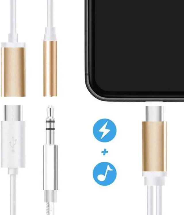 Alt view image 4 of 6 - 1Pcs 2 in 1 USB C Type C Male Audio Cable to 3.5mm Female Audio Jack Headset Earphone Adapter Wire Y Splitter Cable