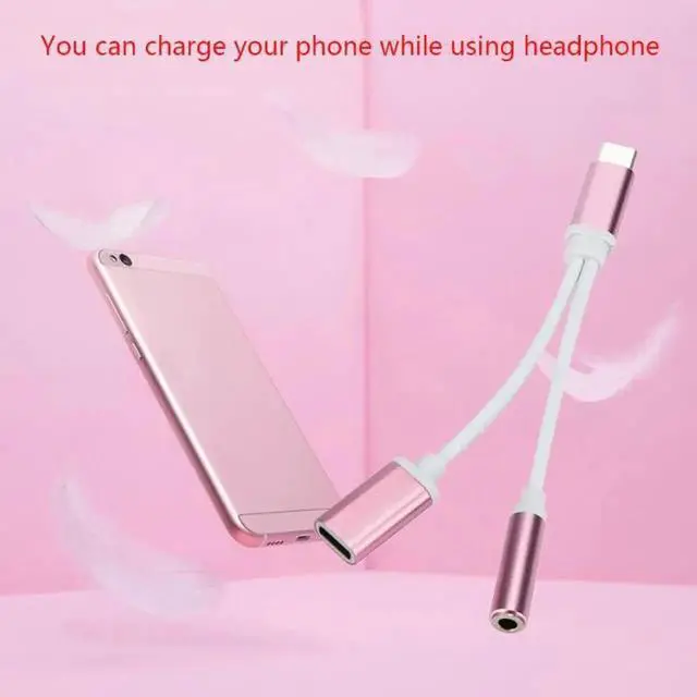 Alt view image 3 of 6 - 1Pcs 2 in 1 USB C Type C Male Audio Cable to 3.5mm Female Audio Jack Headset Earphone Adapter Wire Y Splitter Cable