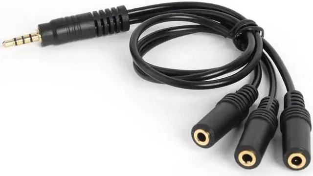 Main image of 1Pcs 3.5mm 4 Pole Plug to 3 Way Stereo Audio Headphone Splitter Adapter Cable Black pvc Gold plated Plug Fit 3.5mm AUX audio output