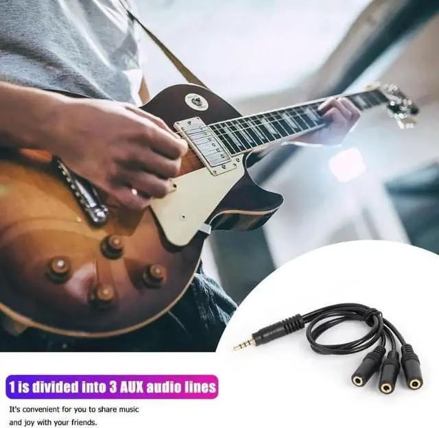 Alt view image 3 of 6 - 1Pcs 3.5mm 4 Pole Plug to 3 Way Stereo Audio Headphone Splitter Adapter Cable Black pvc Gold plated Plug Fit 3.5mm AUX audio output