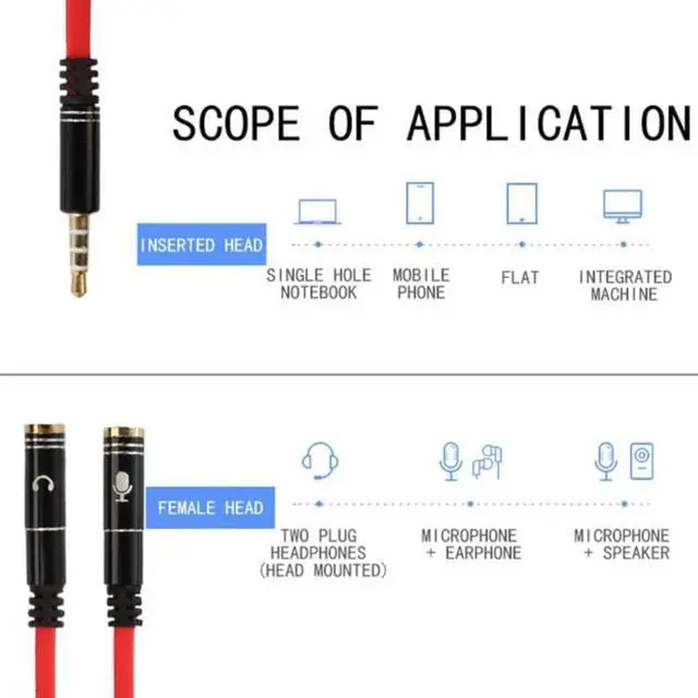 Alt view image 4 of 6 - 1Pcs Jack 3.5mm Splitter Adapter Aux Cable for iPhone Samsung MP3 Player 3.5mm Male to 2 Female Earphone Audio Splitter Cable