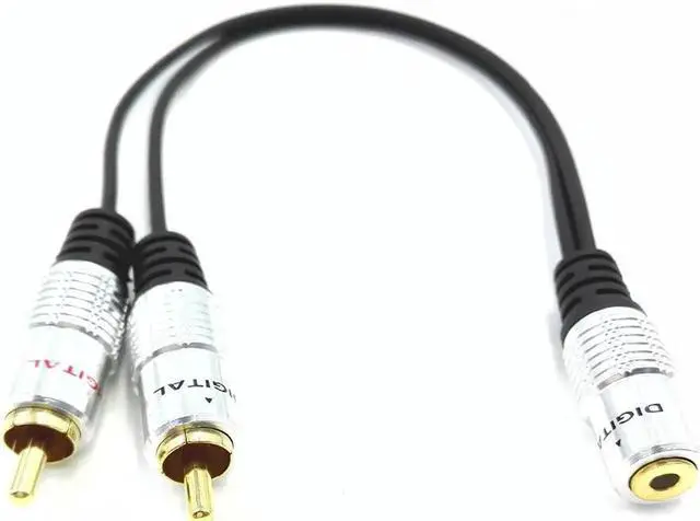 Main image of 1Pcs Stereo Splitter Y Audio Cable,Premium Aluminium Alloy 3.5 mm (1.8") Female to Dual 2 RCA Male Gold Plated Adapter Audio Cable