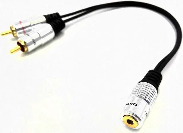 Alt view image 4 of 4 - 1Pcs Stereo Splitter Y Audio Cable,Premium Aluminium Alloy 3.5 mm (1.8") Female to Dual 2 RCA Male Gold Plated Adapter Audio Cable