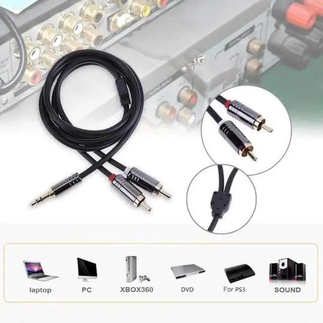 Alt view image 5 of 6 - 1Pcs 3.5mm Male to 2 RCA Male Audio Splitter Converter Cable Adapter 24K Gold Plated Plug Audio Speaker Cables Cord Wire Line