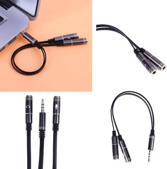 Alt view image 4 of 5 - 1Pcs 3.5mm Stereo Audio Male to 2 Female Headphone Mic Y Splitter Cable Adapter 3 pole Audio Cable for PC Notebook Laptop