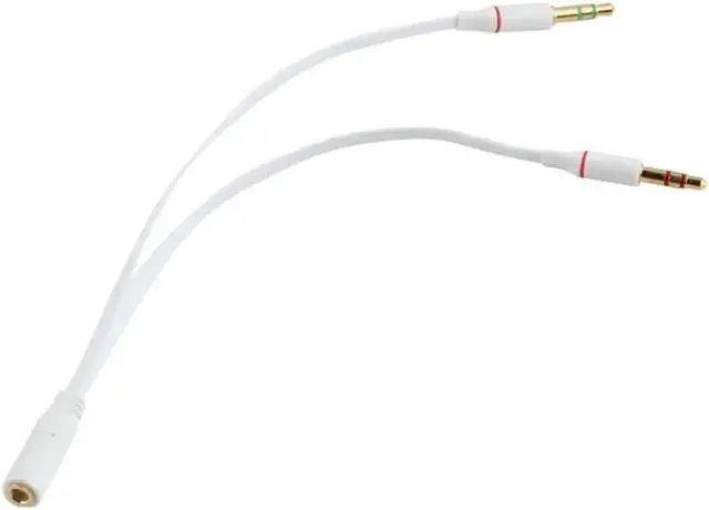 Alt view image 3 of 6 - 1Pcs Universal 3.5mm Female to 2 Male Headphone With Mic Audio Y Splitter Cable Female To Male Audio Cables White