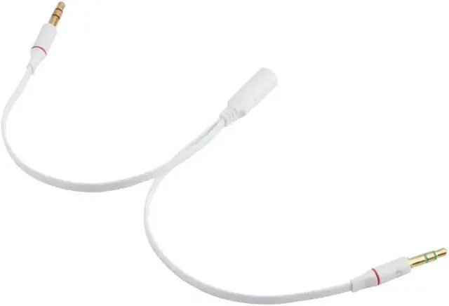 Alt view image 5 of 6 - 1Pcs Universal 3.5mm Female to 2 Male Headphone With Mic Audio Y Splitter Cable Female To Male Audio Cables White