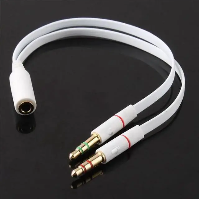 Main image of 1Pcs Universal 3.5mm Female to 2 Male Headphone With Mic Audio Y Splitter Cable Female To Male Audio Cables White