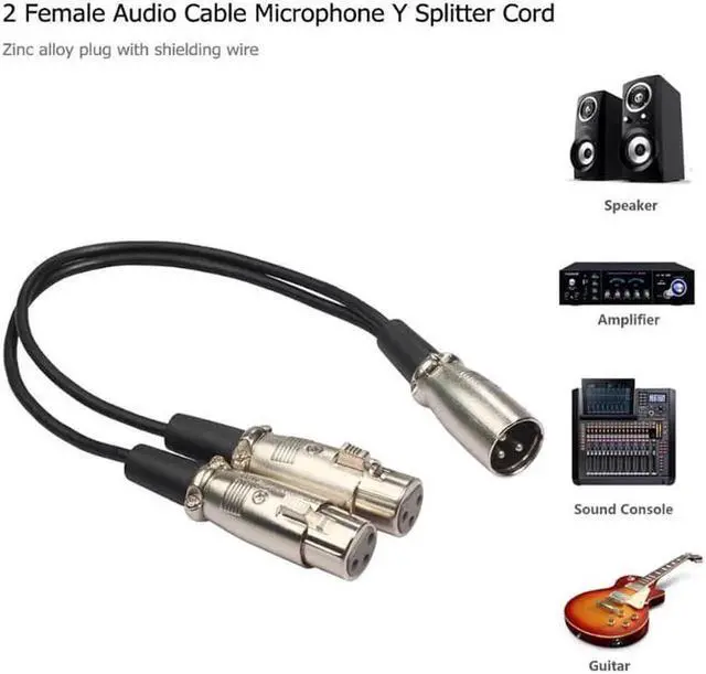 Alt view image 6 of 6 - 1Pcs 30cm 3Pin XLR 1 Male to 2 Female Audio Cable Microphone Y Splitter Cord Stereo Audio Cable Cord Wire Adapter