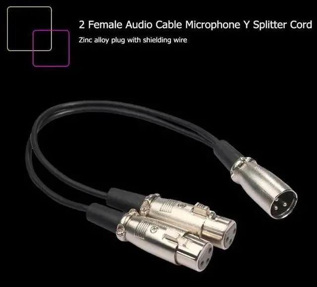 Alt view image 3 of 6 - 1Pcs 30cm 3Pin XLR 1 Male to 2 Female Audio Cable Microphone Y Splitter Cord Stereo Audio Cable Cord Wire Adapter