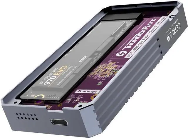 Alt view image 3 of 6 - USB 4.0 SSD Enclosure 40Gbps M.2 NVMe 2280 to USB-c Solid State Drive Case Compatible with Thunderbolt4/3 USB 3.2/3.1/3 (TB-2464)